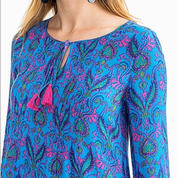 NWT | Southern Tide | Women’s Stella Brilliant Blue Pink Long Sleeve Mini Dress - Picture 2 of 3